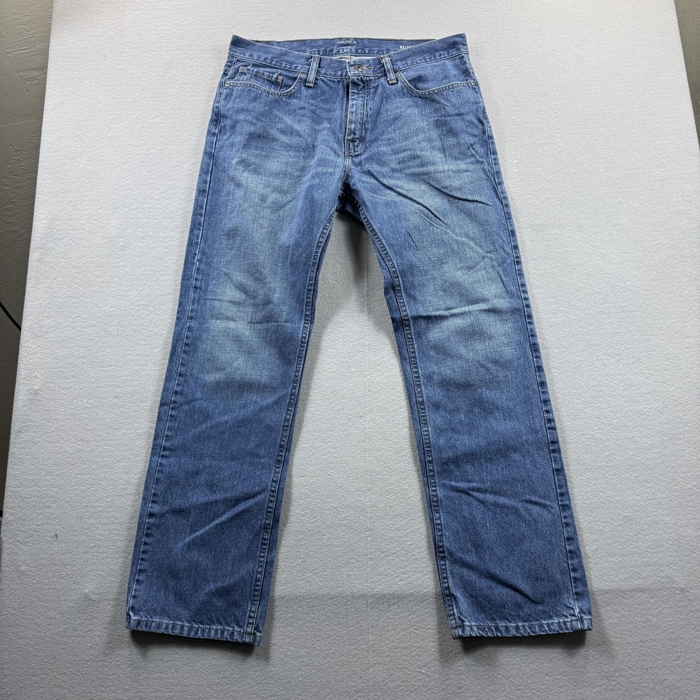 Nautica Relaxed Fit Jeans Mens 34x32 (FIt 34x30) Blue Medium Straight Leg Denim